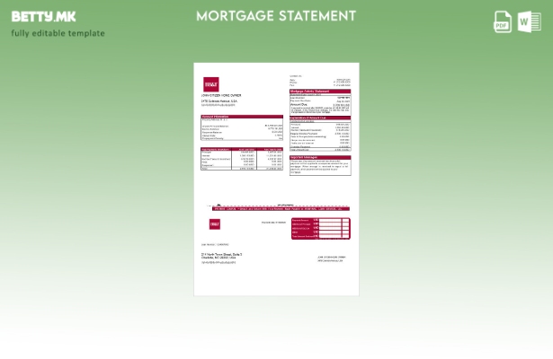 модерен стил САД Вашингтон BB&T изјава за хипотека во банка во шаблон формати Wo